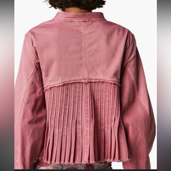 Free People Military Style Cassidy Denim Jacket in Petal. Size XL. Retail $168 - Picture 3 of 16